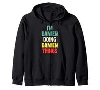 I'M Damien Doing Damien Things Fun Personalized Name Damien Zip Hoodie
