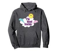 I'm Dead Inside Pastel Goth Dolphins Meme Sarcastic Quote Pullover Hoodie, Adult Unisex, Dark Heather Grey, Large