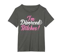 I'm Divorced Bitches Funny Divorce Party Decorations Divorce T-Shirt, Women's Plus, Asphalt Grey, 5X