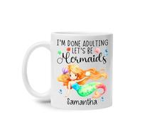 I'm Done Adulting Let's Be Mermaid Travel Mug Unique Drinking Cup Ceramic Tea Cup Novelty Gift Foe Valentine's Day Office Anniversary Celebration 330Ml