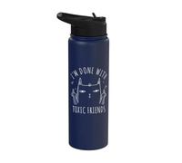 I'm Done with Toxic Friends Grumpy Anti Toxic Attitude Cat Stainless Steel Insulated Water Bottle