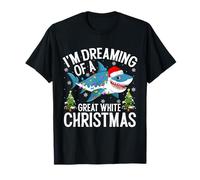 I'm Dreaming of A Great White Christmas Shark Lights Xmas T-Shirt