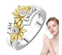 I'm Enough Ring | Inspirational Sunflower Alloy Ring | Open Adjustable Sunshine Ring Gift | Statement Jewellery for Women | Perfect for Anniversaries, Valentine's Day and Cocktail Party