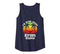 I'm Erum Doing Erum Things Asian Names Retro Sunset Tank Top, Women, Navy Blue, Medium