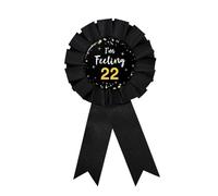 I'm Feeling 22 Birthday Badge Pin, It's My 22nd Birthday Black Corsage Rosette Button Pin Party Decorations Supplies - 1Pcs