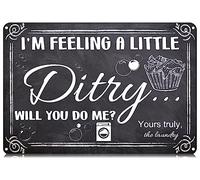 I'm Feeling a Little Dirty Laundry Room Metal Tin Signs Funny Vintage Tin Sign Wall Art Decor Iron Poster for Home Farmhouse Bar Cafe Pub Garage Man Cave Gifts 12 x 8 Inch