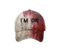 Im Fine Baseball Cap Im Fine Hat Halloween Hats Bloody Cap Funny Hat Women Men Unisex Cap (UK, Alpha, One Size, Midnight)