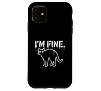 I'M FINE Black Cat Sarcastic Grunge Stencil Feline Meme Case for iPhone 11
