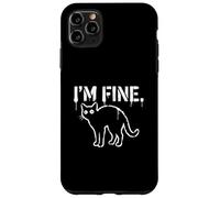 I'M FINE Black Cat Sarcastic Grunge Stencil Feline Meme Case for iPhone 11 Pro Max