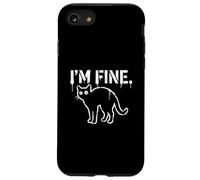 I'M FINE Black Cat Sarcastic Grunge Stencil Feline Meme Case for iPhone SE (2020) / 7/8