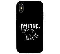 I'M FINE Black Cat Sarcastic Grunge Stencil Feline Meme Case for iPhone X/XS