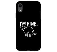 I'M FINE Black Cat Sarcastic Grunge Stencil Feline Meme Case for iPhone XR