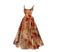 I'm Fine Bloody Blood Stained Horror Halloween Dresses Bat Square Neck Sleeveless Casual Scary Adjustable Strap 2025 Festive Elegant Lounge Cocktail Party Loose Dress, Pink, XL