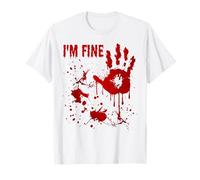 I'm Fine Bloody Handprint Happy Halloween Day Boys Men Women T-Shirt