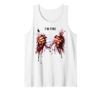 I'm Fine Bloody Shirt Hands Zombie Horror Tank Top