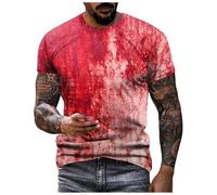 I'm Fine Bloody T-Shirt for Men Blood Stained T Shirt Men's Halloween Costume 3D Print Problem Solved Bloody Shirts Blood Graphic Plus Size Printed Solid Color Short Sleeve Halloweenn Cosplay Costume