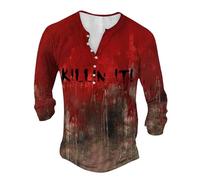 I'm Fine Bloody T Shirt for Men Halloween Bloody Shirts Costume Horror Blood Splatter Tshirts Short Sleeve Tops Ghost Cardigan Plus Size Halloween Costume (Brick Red, XL)