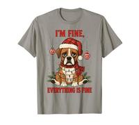 I'm Fine Everything is Fine Funny Boxer Dog Christmas T-Shirt