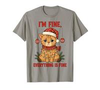 I'm Fine Everything is Fine Funny Cat Christmas T-Shirt