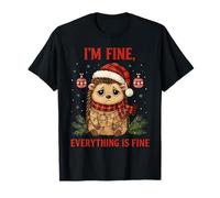 I'm Fine Everything is Fine Funny Hedgehog Christmas T-Shirt