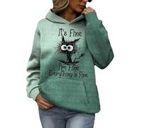 I'm Fine Everything is Fine Hoodies Women's Black Cat 3D Printed Hoodie Funny Graphic Sweatshirt Long Sleeve Jacket Tracksuit Tops