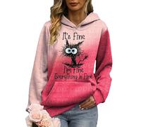 I'm Fine Everything is Fine Hoodies Women's Black Cat 3D Printed Hoodie Funny Graphic Sweatshirt Long Sleeve Jacket Tracksuit Tops