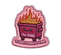 I'm Fine Everything's Fine Embroidered Patch Funny Sarcasm Dumpster Fire Embroidery Patches Sarcastic Adult Humor Iron On Sew On Patches for Clothes Backpacks Hats Gifts for Women Men 2.5x3 Inches