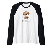I'm FINE... Eye Dead Dog Log Crayon Design Raglan Baseball Tee