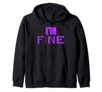 I'm Fine Fibromyalgia Warrior Fibro Awareness Purple Ribbon Zip Hoodie