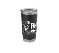 I'm Fine Funny Skeleton Drowning Skull Sarcastic Dark Humor Stainless Steel Insulated Tumbler