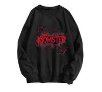 I'm Fine Halloween Blood Stained Splatter Graphic Sweatshirt Spooky Season Sweatshirts Sweatershirt Sweater Shirt Long Sleeve Pullover Tops Womens Bloodstained Outfits, Black, XXL