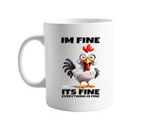 I'm Fine It's fine Everything is Fine Chicken Design 11oz Mug - Funny, Silly, and Unique Gift for Chicken Lovers, Friends, Family, Coworkers, or Anyone Who Needs a Laugh Present for Him Or Her