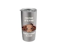 I'm Fine It's Fine Everything is Fine Funny Cute Kawaii Bear Stainless Steel Insulated Tumbler