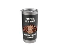 I'm Fine It's Fine Everything is Fine Funny Cute Kawaii Bear Stainless Steel Insulated Tumbler