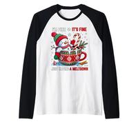 I'm Fine It's Fine Just Having A Meltdown Santa Raglan Baseball Tee