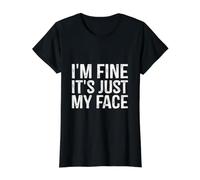 I'm Fine It's Just My Face Funny Coworker Value Graphic T-Shirt, Women, Black, S