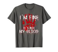 I'm Fine It's Not My Blood Funny Sarcastic Halloween T-Shirt, Men, Asphalt Grey, 6X-Large