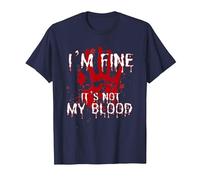 I'm Fine It's Not My Blood Funny Sarcastic Halloween T-Shirt, Men, Navy Blue, 6X-Large