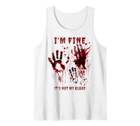 I'm Fine It's Not My Blood Splatter Bloody Hand Blood Stain Tank Top, Men, White, Medium