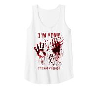 I'm Fine It's Not My Blood Splatter Handprint Horror Zombie Tank Top, Women, White, Large
