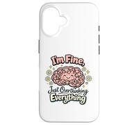 I'm Fine Just Overthinking Brain Doodle Case for iPhone 16