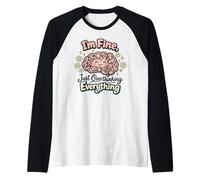 I'm Fine Just Overthinking Brain Doodle Raglan Baseball Tee