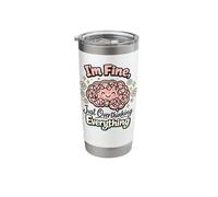 I'm Fine Just Overthinking Brain Doodle Stainless Steel Insulated Tumbler