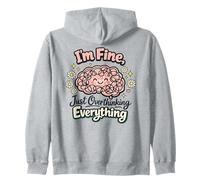 I'm Fine Just Overthinking Brain Doodle Zip Hoodie