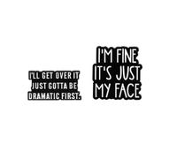 I'm Fine l'll Get Over It Enamel Pin Sarcasm Brooch 2pcs for Women Men