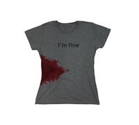 I'm Fine Movie Halloween Zombie Shark Bite Graphic Novelty Very Funny Halloween T Shirt, Heather Sport, S