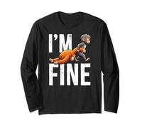 Im Fine Punch The Monkey Dragging Orange Stuffed Animal Meme Long Sleeve T-Shirt