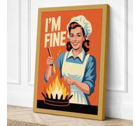 I'm Fine Retro Canvas Wall Art Print 18x12 Inch