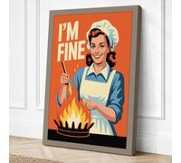 I'm Fine Retro Canvas Wall Art Print 18x12 Inch