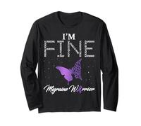 I'm Fine Ribbon Warrior Migraine Awareness Long Sleeve T-Shirt